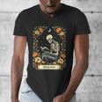 Floral Tarot Card The Reader Skeleton Reading Book Men's V-Neck T-Shirt
