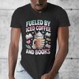 Fueled By Iced Coffee And Books Book Lover Retro Men's V-Neck T-Shirt