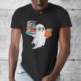 Ghost Reading Books Halloween Library Men's V-Neck T-Shirt