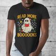 Ghost Reading Books Teacher Student Halloween Read More Book Men's V-Neck T-Shirt Ghost Reading Books Teacher Student Halloween Read More Book Men's V-Neck T-Shirt