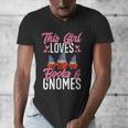 This Girl Loves Books And Gnomes Gardener Dwarf Garden Gnome Men's V-Neck T-Shirt This Girl Loves Books And Gnomes Gardener Dwarf Garden Gnome Men's V-Neck T-Shirt