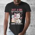 Girl Who Loves Cats And Books Cute Men's V-Neck T-Shirt