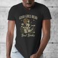 Good Girls Read Bad Books Vintage Skeleton Reader Men's V-Neck T-Shirt