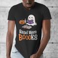Halloween Teacher Women Cute Reading Ghost Read More Books Men's V-Neck T-Shirt