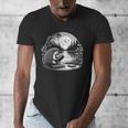 Hedgehog Reading Book Full Moon Lake Scenery Men's V-Neck T-Shirt