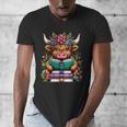 Highland Cow Book Floral Bookworm Men's V-Neck T-Shirt Highland Cow Book Floral Bookworm Men's V-Neck T-Shirt