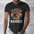 I'm With The Banned Stack Of Books Vintage Sunset Retro Men's V-Neck T-Shirt I'm With The Banned Stack Of Books Vintage Sunset Retro Men's V-Neck T-Shirt