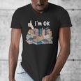 I'm OK Books Pile Books Stack Bibliophile Bookisk Men's V-Neck T-Shirt I'm OK Books Pile Books Stack Bibliophile Bookisk Men's V-Neck T-Shirt