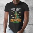 Just a Boy Who Loves Dragons And Books Reading Dragon Men's V-Neck T-Shirt