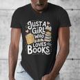 Just a Girl Who Loves Books Bookish Readers Book Lover Girls Men's V-Neck T-Shirt Just a Girl Who Loves Books Bookish Readers Book Lover Girls Men's V-Neck T-Shirt