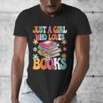 Just A Girl Who Loves Books Reading Cute Bookworm Girls Kids Men's V-Neck T-Shirt