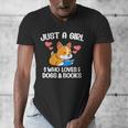 Just A Girl Who Loves Dogs And Books Reading Dog Puppy Lover Men's V-Neck T-Shirt Just A Girl Who Loves Dogs And Books Reading Dog Puppy Lover Men's V-Neck T-Shirt