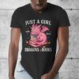 Just A Girl Who Loves Dragons And Books Dragon Reading Lover Men's V-Neck T-Shirt