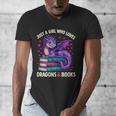 Just a Girl Who Loves Dragons And Books Reading Men's V-Neck T-Shirt