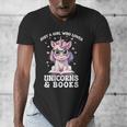 Just a Girl Who Loves Unicorns & Books Bookish Unicorn Love Men's V-Neck T-Shirt