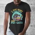 I Just Want To Read Books And Pet Cats Cat Book Lovers Men's V-Neck T-Shirt I Just Want To Read Books And Pet Cats Cat Book Lovers Men's V-Neck T-Shirt