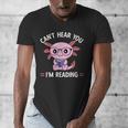 Kawaii Axolotl Can't Hear You I'm Reading Book Lover Men's V-Neck T-Shirt