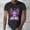 Kawaii Axolotl Cute Axolotls Reading Book Men's V-Neck T-Shirt Kawaii Axolotl Cute Axolotls Reading Book Men's V-Neck T-Shirt