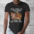 Knitting Reading Books Drinking Tea Knitter Knit Men's V-Neck T-Shirt Knitting Reading Books Drinking Tea Knitter Knit Men's V-Neck T-Shirt