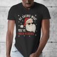 He Knows What You'Ve Been Reading Book Lover Women Santa Men's V-Neck T-Shirt