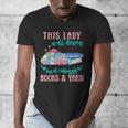 THIS LADY Will Never Own Enough BOOKS & YARN Men's V-Neck T-Shirt
