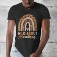 Leopard Teacher Wild About Reading Books Reader Librarian Men's V-Neck T-Shirt