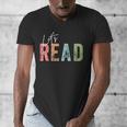 Let's Read Book Nerd Reading Book Lover Librarian Teacher Men's V-Neck T-Shirt
