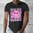 Library Book Fair Queen Vibe Groovy Tie Dye School Reading Men's V-Neck T-Shirt