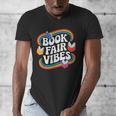 Library Book Fair Vibe Groovy Retro School Reading Nostalgic Men's V-Neck T-Shirt