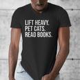 Lift Heavy Pet Cats Read Books Gym Workout Weight Lifter Men's V-Neck T-Shirt