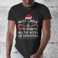 Most Likely To Read A Book On Christmas Family Matching Xmas Men's V-Neck T-Shirt