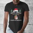 Most Likely To Read A Book On Christmas Love Reading Books Men's V-Neck T-Shirt