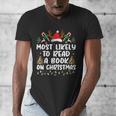 Most Likely To Read A Book On Christmas Matching Family Men's V-Neck T-Shirt