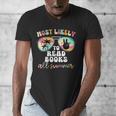 Most Likely To Read Books All Summer Teacher Student Men's V-Neck T-Shirt Most Likely To Read Books All Summer Teacher Student Men's V-Neck T-Shirt