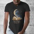 Night Owl Book Club Crescent Moon Late Night Reading Men's V-Neck T-Shirt Night Owl Book Club Crescent Moon Late Night Reading Men's V-Neck T-Shirt