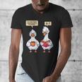 How Many Nights Reading Goose Book Lover Reader Men's V-Neck T-Shirt