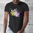 Non-Binary Book Lover Nonbinary Daisy LGBT Reading Pride Men's V-Neck T-Shirt