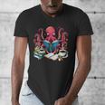 Octopus Reading Book Coffee Lover Bookaholic Bookworm Reader Men's V-Neck T-Shirt