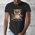 Owl Reading A Book Perched On A Branch Bookworm Men's V-Neck T-Shirt Owl Reading A Book Perched On A Branch Bookworm Men's V-Neck T-Shirt