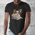 Papillon Books Reading Dog Breed Graphic For Men Women Kids Men's V-Neck T-Shirt