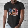 Patriotic German Shepherd Dog Books Baseball American Flag Men's V-Neck T-Shirt
