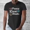 Peace Love Books Read Book Reading Librarian Across America Men's V-Neck T-Shirt