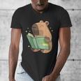 Pet Capybara Is Reading Library Capy Word Book Day Teacher Men Women Kids Men's V-Neck T-Shirt Pet Capybara Is Reading Library Capy Word Book Day Teacher Men Women Kids Men's V-Neck T-Shirt