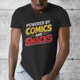 Powered By Comics And Snacks Comic Book Lover Men's V-Neck T-Shirt