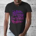 Quietly Thriving In Fictional Realms Book Lovers Men's V-Neck T-Shirt