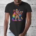 Rainbow Pride Bigfoot Reading Book With Heart Glasses Men's V-Neck T-Shirt