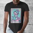 The Reader Retro Reading Skeleton Books Flowers Tarot Card Men's V-Neck T-Shirt The Reader Retro Reading Skeleton Books Flowers Tarot Card Men's V-Neck T-Shirt