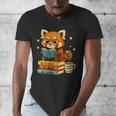 Reading Book Lover Red Panda Read Books Be Kind Stays Weird Men's V-Neck T-Shirt