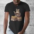 Reading Cat Book Lover Men's V-Neck T-Shirt Reading Cat Book Lover Men's V-Neck T-Shirt
