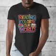 Reading Colors Our World Books Lover Men's V-Neck T-Shirt Reading Colors Our World Books Lover Men's V-Neck T-Shirt